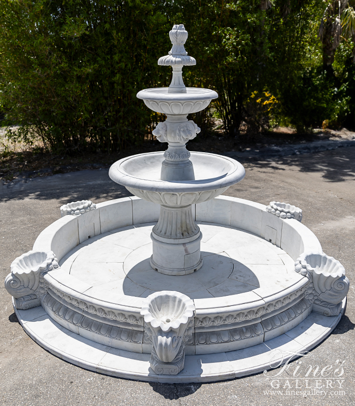 Marble Fountains  - Tiered Versailles Marble Fountain In Statuary Marble - MF-238